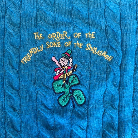 Uniqlo Order of the Friendly Sons of the Shillelagh Green Cable Knit Sweater XL - Picture 3 of 7
